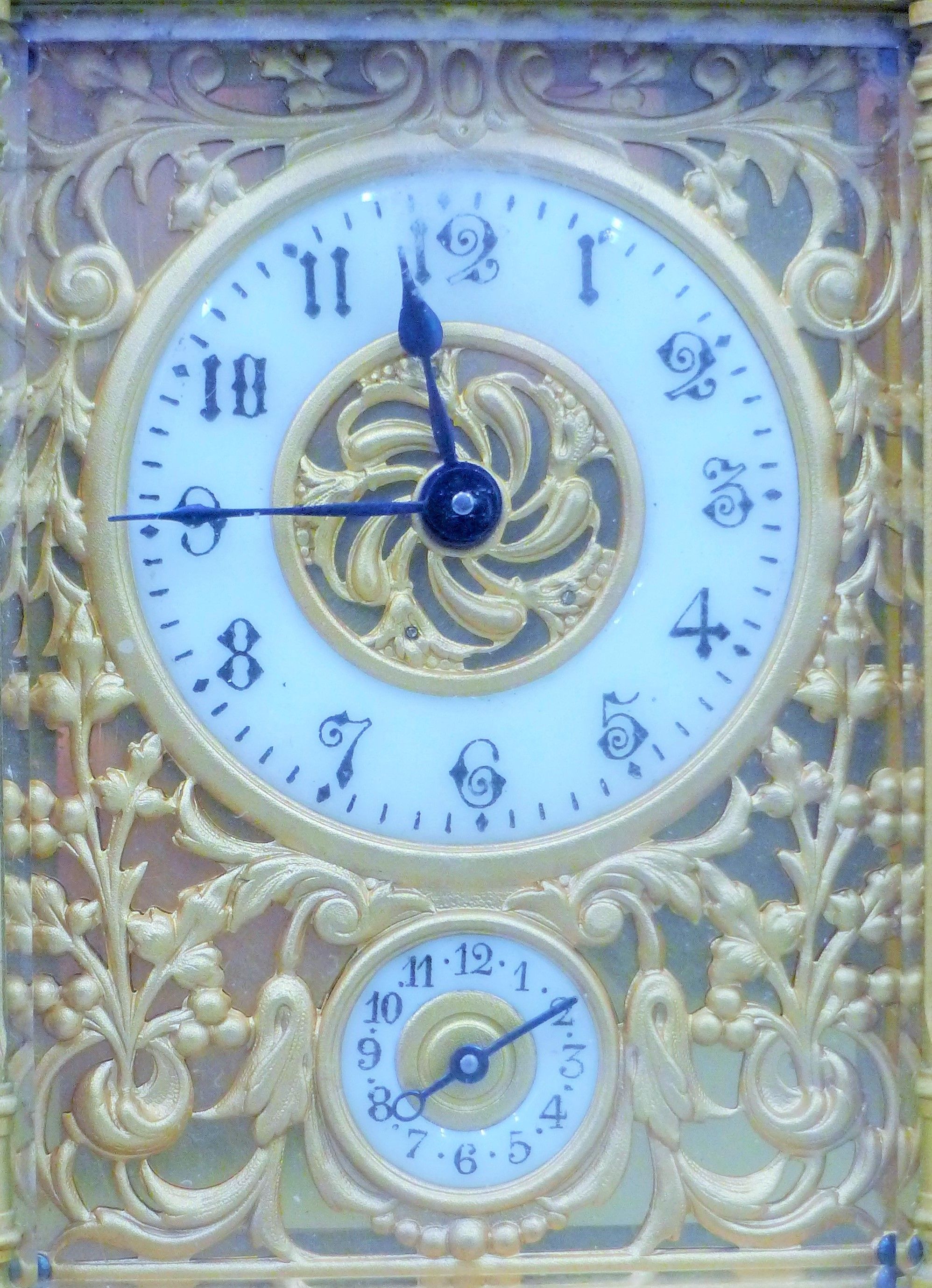 A 19th century gilt brass cased alarm carriage clock. 15.5 cm high. - Image 5 of 6