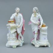 A pair of 19th century unmarked porcelain figures of William Shakespeare and John Milton,