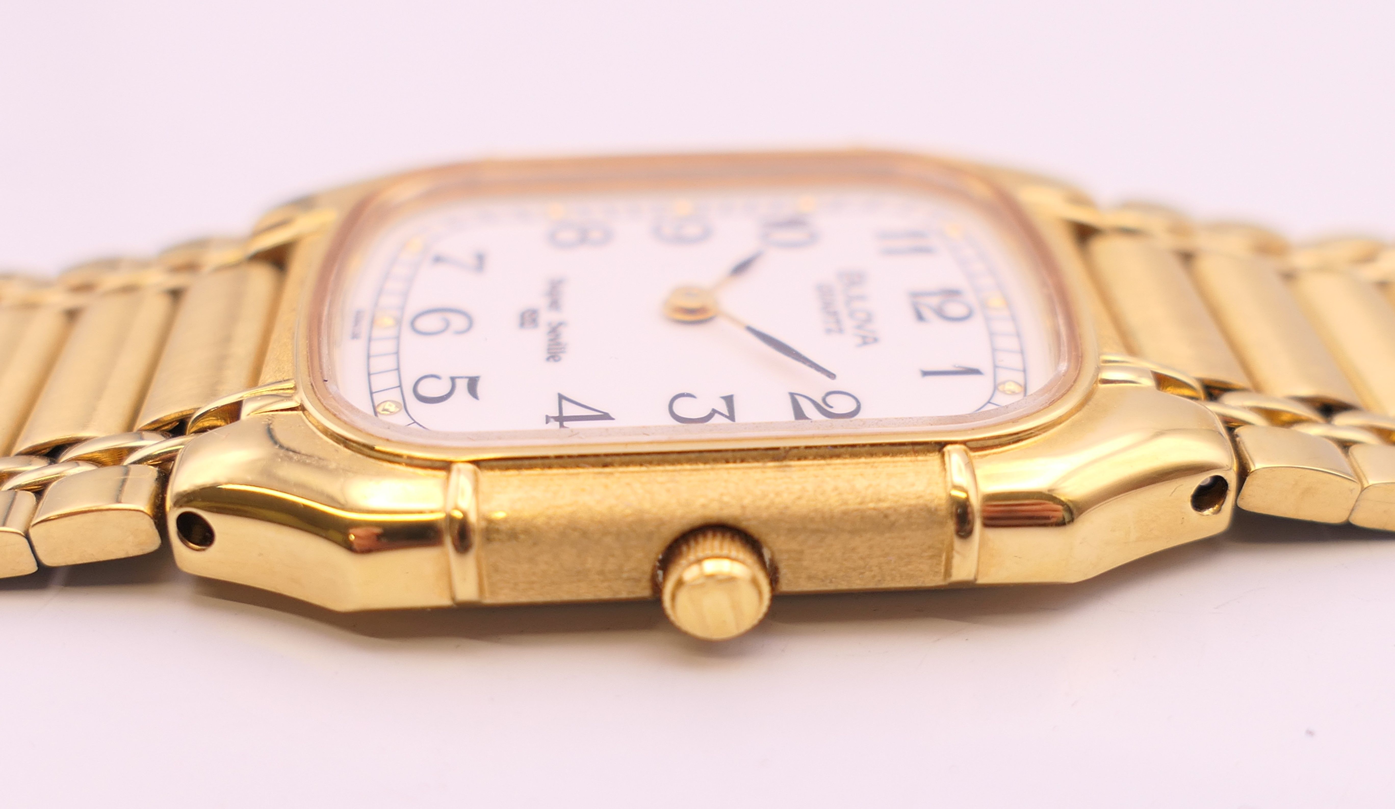 A Bulova gold plated stainless steel Super Seville quartz bracelet watch, - Image 3 of 8