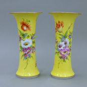 A pair of Dresden porcelain cylinder vases, circa 1900. 24 cm high.