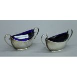 A pair of silver salts. 8.5 cm wide. 53.6 grammes.