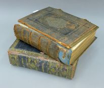 A leather and brass bound Bible with gilt edged pages and brass clasps '' The Holy Scriptures with