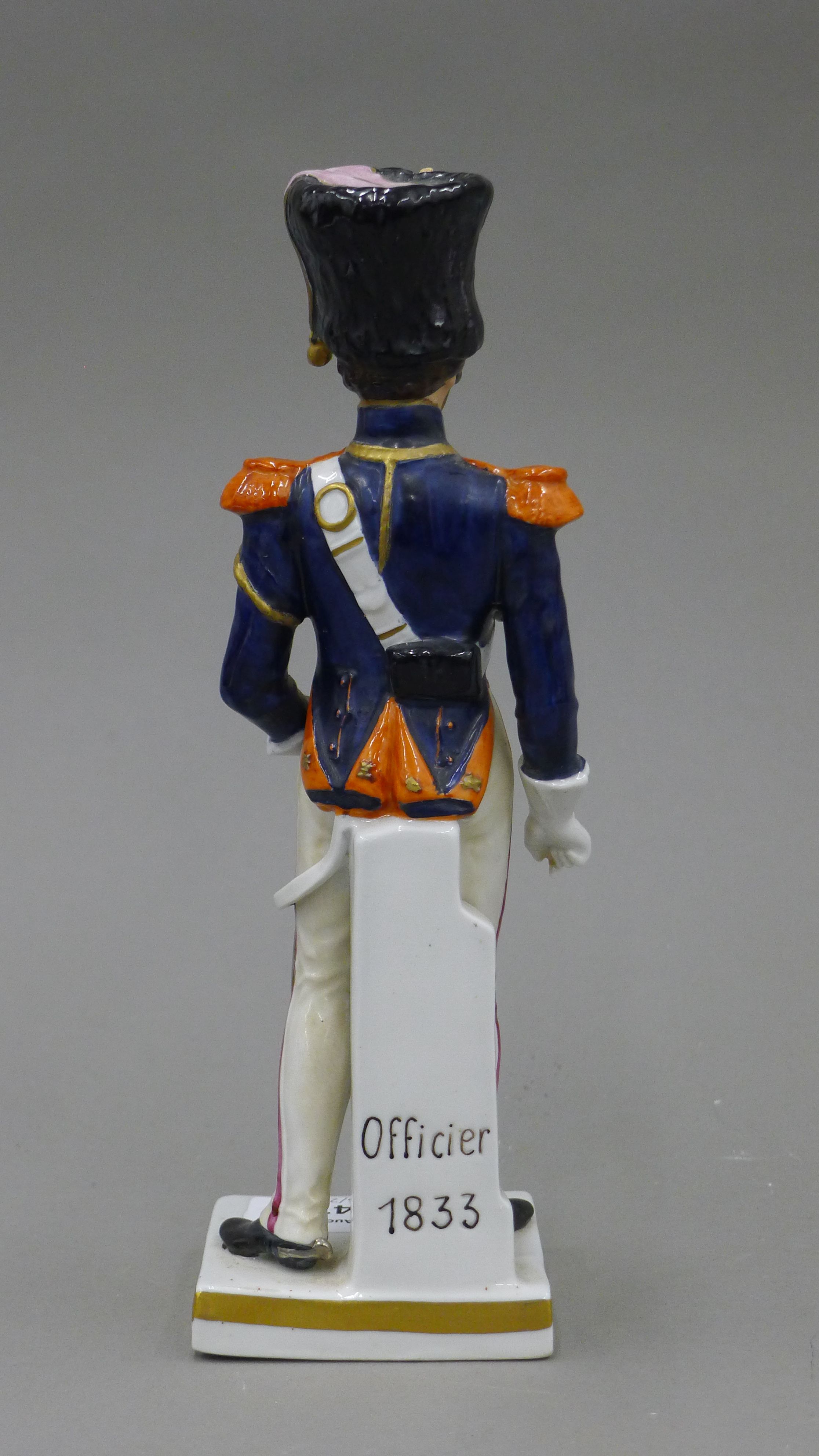 Four Continental porcelain models of soldiers. The largest 23 cm high. - Image 13 of 14