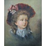 19TH CENTURY (Continental School), A Portrait of a Girl wearing a Red Hat, oil on board,