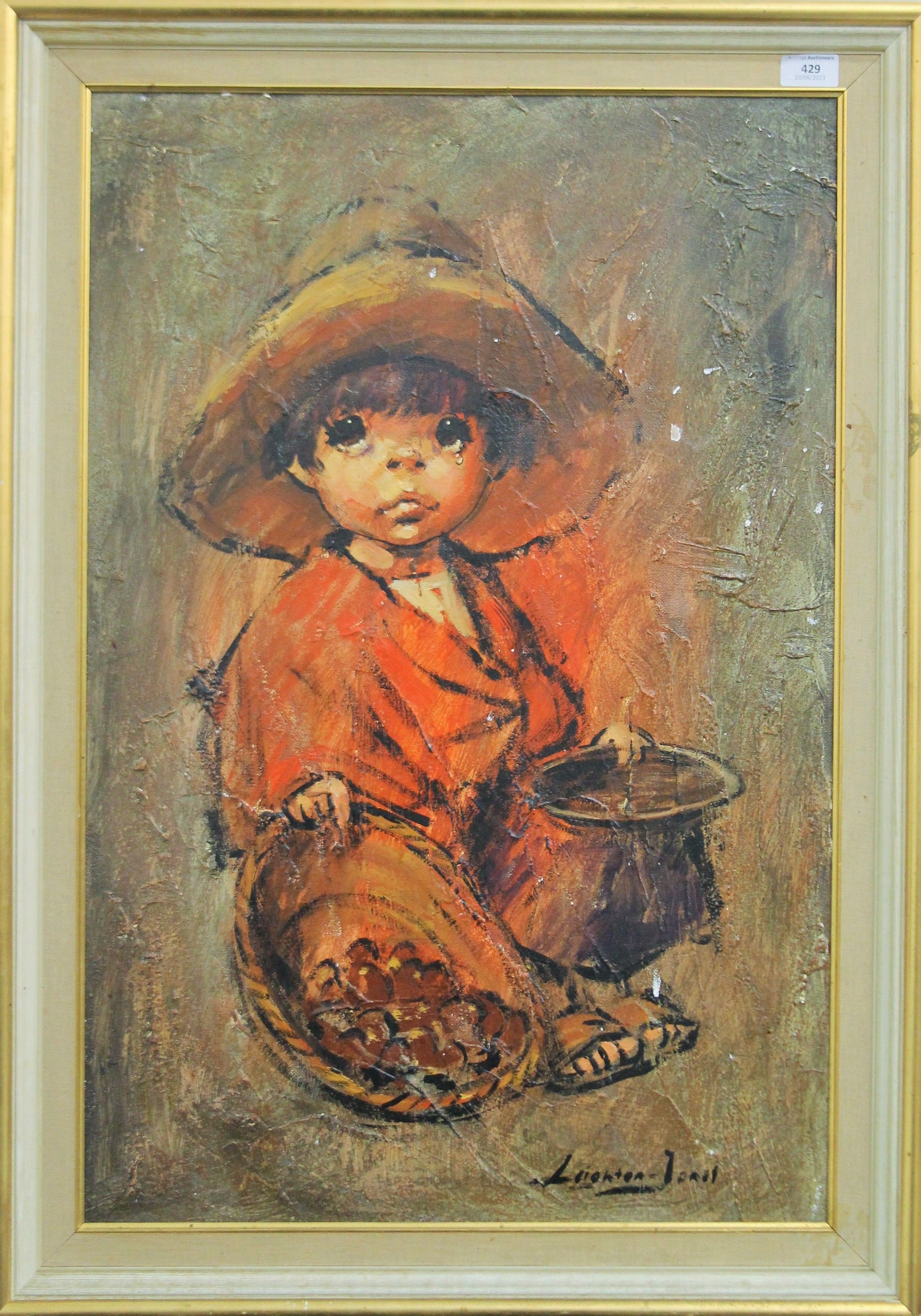LEIGHTON JONES, A Young Boy, oil on board, framed. 49.5 x 75 cm. - Image 2 of 3