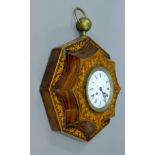A 19th century French inlaid rosewood wall clock. 43 cm wide.