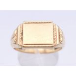 A 9 ct gold gentleman's signet ring, inscribed 'Steve yours for ever Bella' to inside of band.