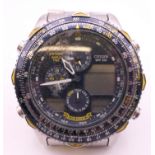 A Citizen stainless steel Navihawk World Time Blue Angels quartz chronograph bracelet watch,