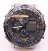 A Citizen stainless steel Navihawk World Time Blue Angels quartz chronograph bracelet watch,