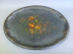 A Victorian papier mache tray. 79 cm long.