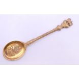 A gold plated silver spoon Coronation of George VI,