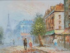 CAROLINE BURNETT, Parisian Scene, oil, signed, framed. 24 x 19 cm.
