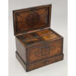 An 18th century Indo-Portuguese spice box with inlaid decoration. 42 cm wide.