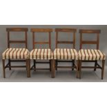 A set of four 19th century inlaid mahogany bar back dining chairs. 44 cm wide.