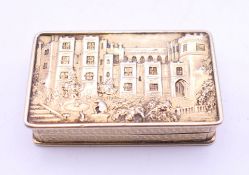 A silver snuff box by Taylor & Perry, Birmingham 1839, decorated with Kenilworth Castle. 4.5 x 2.