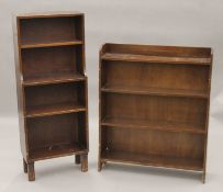 Two 20th century bookcases. 45 cm wide x 114.5 cm high and 76 cm wide x 92 cm high.