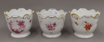 Three Herend porcelain jardiniere's. Each approximately 15 cm high.