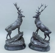 A pair of bronze stags. 72 cm high.