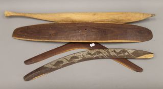 An Australian Aboriginal wood parrying shield of typical form,