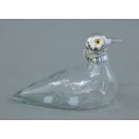 A silver plated duck form claret jug. 22 cm long.