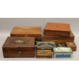 A quantity of various vintage wooden boxes, tins, etc.