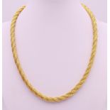 An 18 ct gold rope twist chain. 45 cm long. 54.1 grammes.