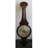 A Victorian rosewood banjo barometer. 112 cm high.