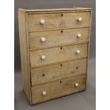 A Victorian pine chest of drawers. 93.5 cm wide, 131 cm high, 47 cm deep.