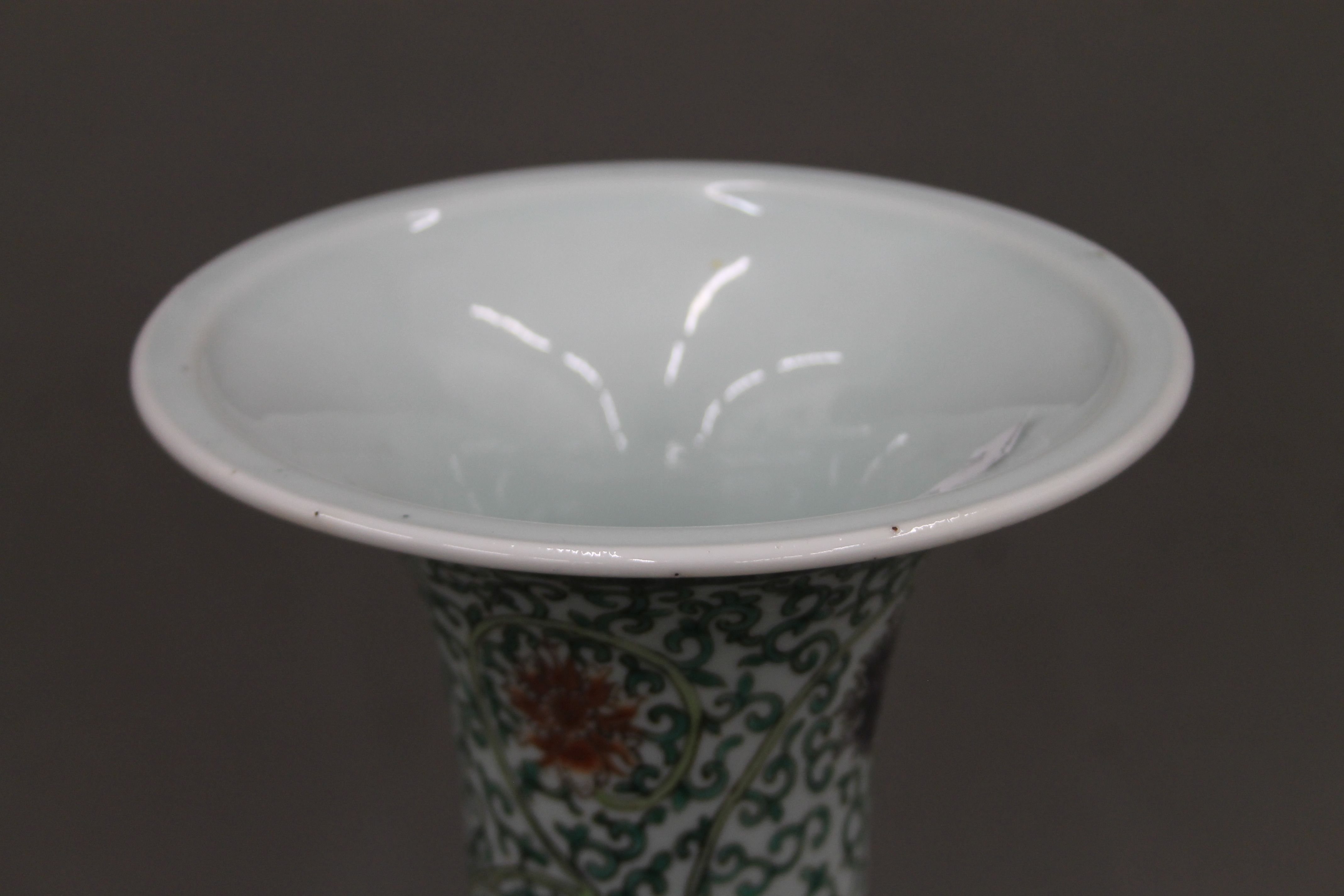 A 19th century Chinese porcelain famille verte vase with an ovoid body and flaring neck. 44 cm high. - Image 3 of 8