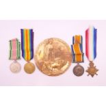Four World War I medals and a death plaque, awarded to 2066 PTE C.A WHITEING E. SURR. R.