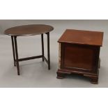 A mahogany commode and a side table. The former 45.5 cm wide.