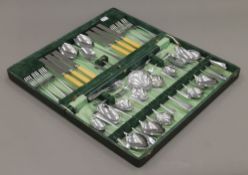 A cutlery set in a fitted case.