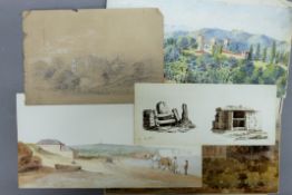 A small collection of 19th century watercolours and ink drawings.