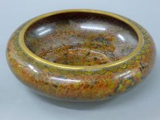 A brown cloisonne bowl. 23 cm diameter.