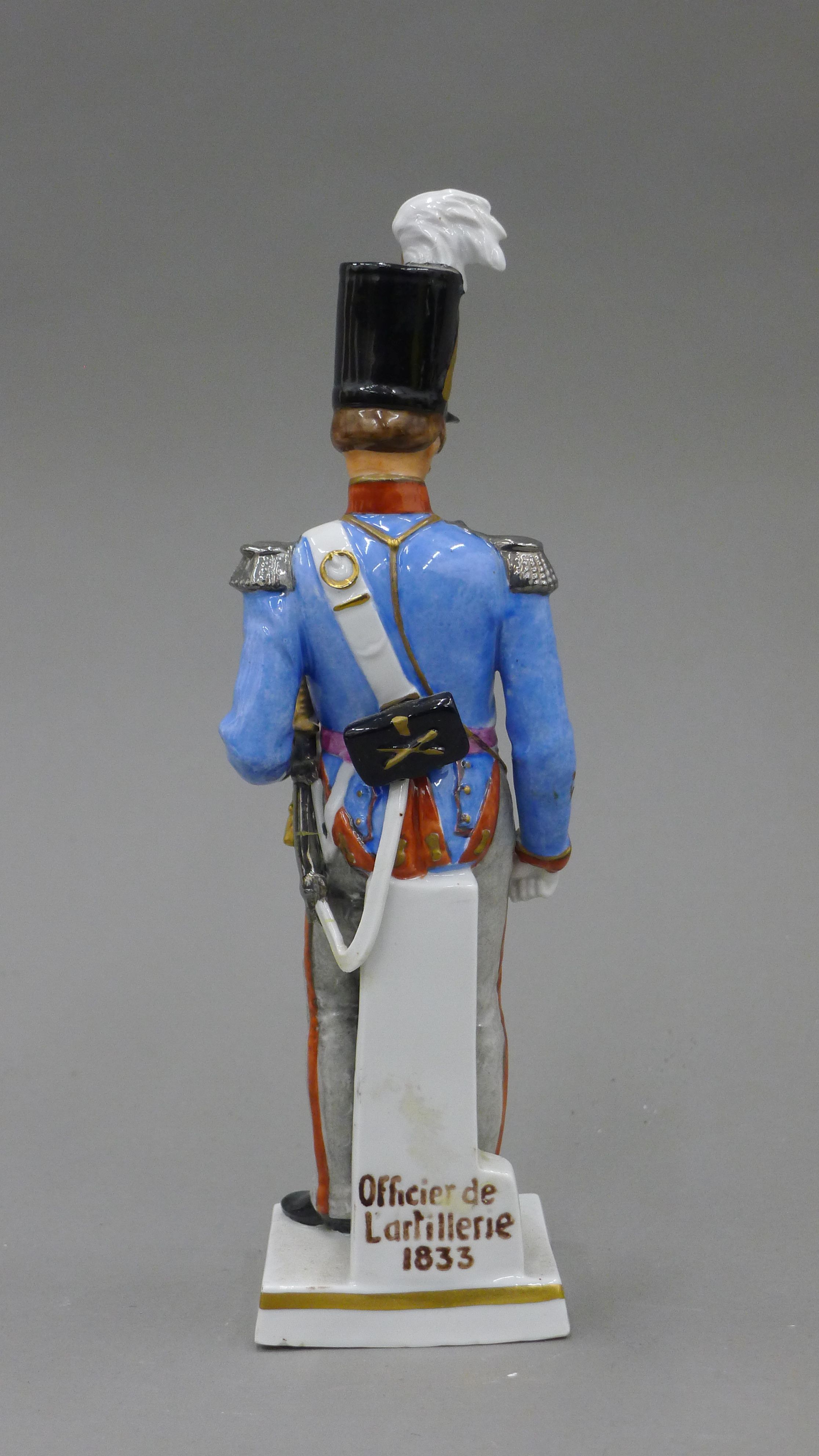 Four Continental porcelain models of soldiers. The largest 23 cm high. - Image 10 of 14