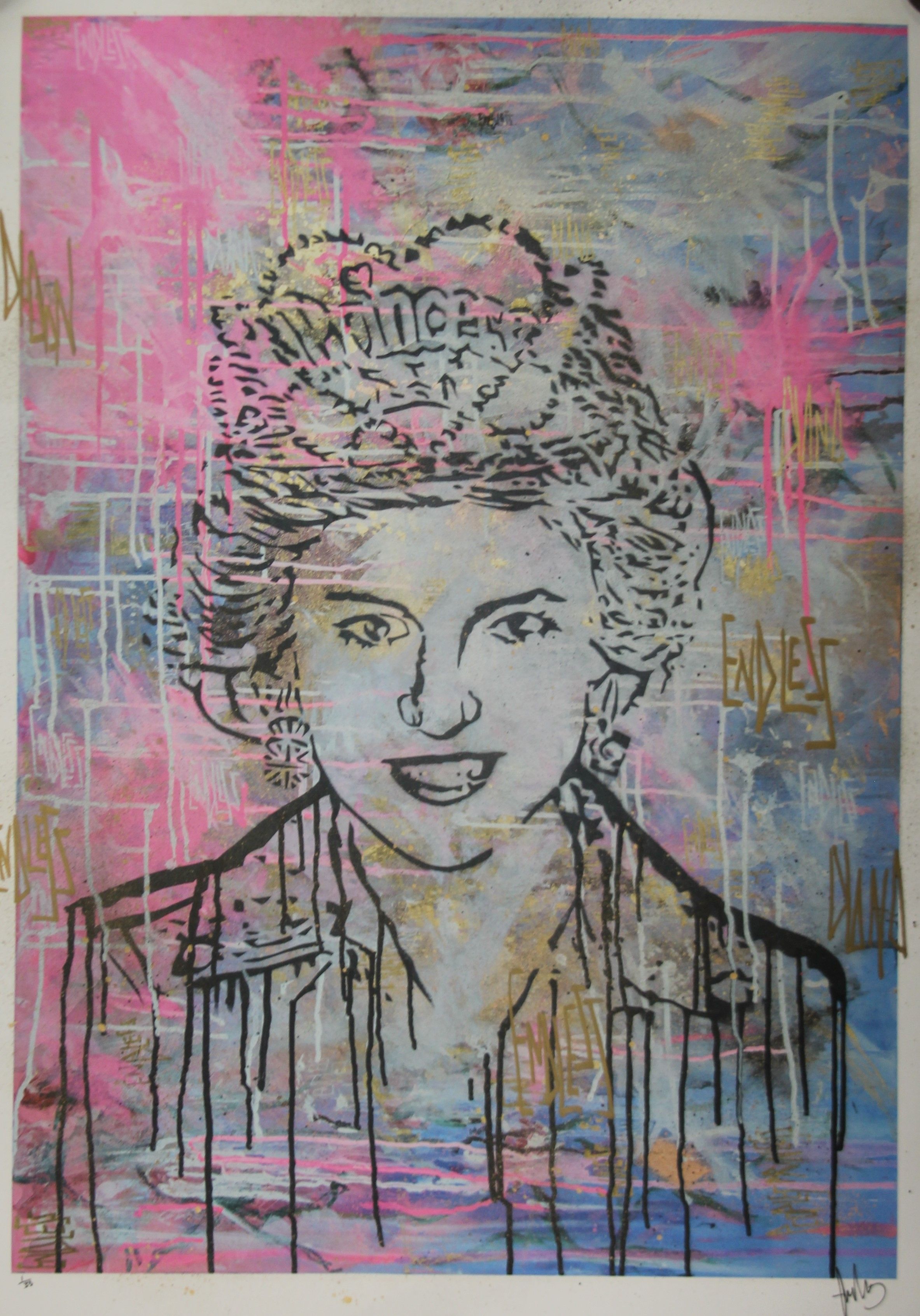 ENDLESS (British), Diana, limited edition hand embellished print, numbered 1/35, - Image 2 of 3