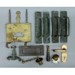 A box of miscellaneous brass and metalwork.