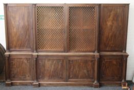 A 19th century mahogany breakfront bookcase (lacking cornice). 234 cm wide x 219 cm high.