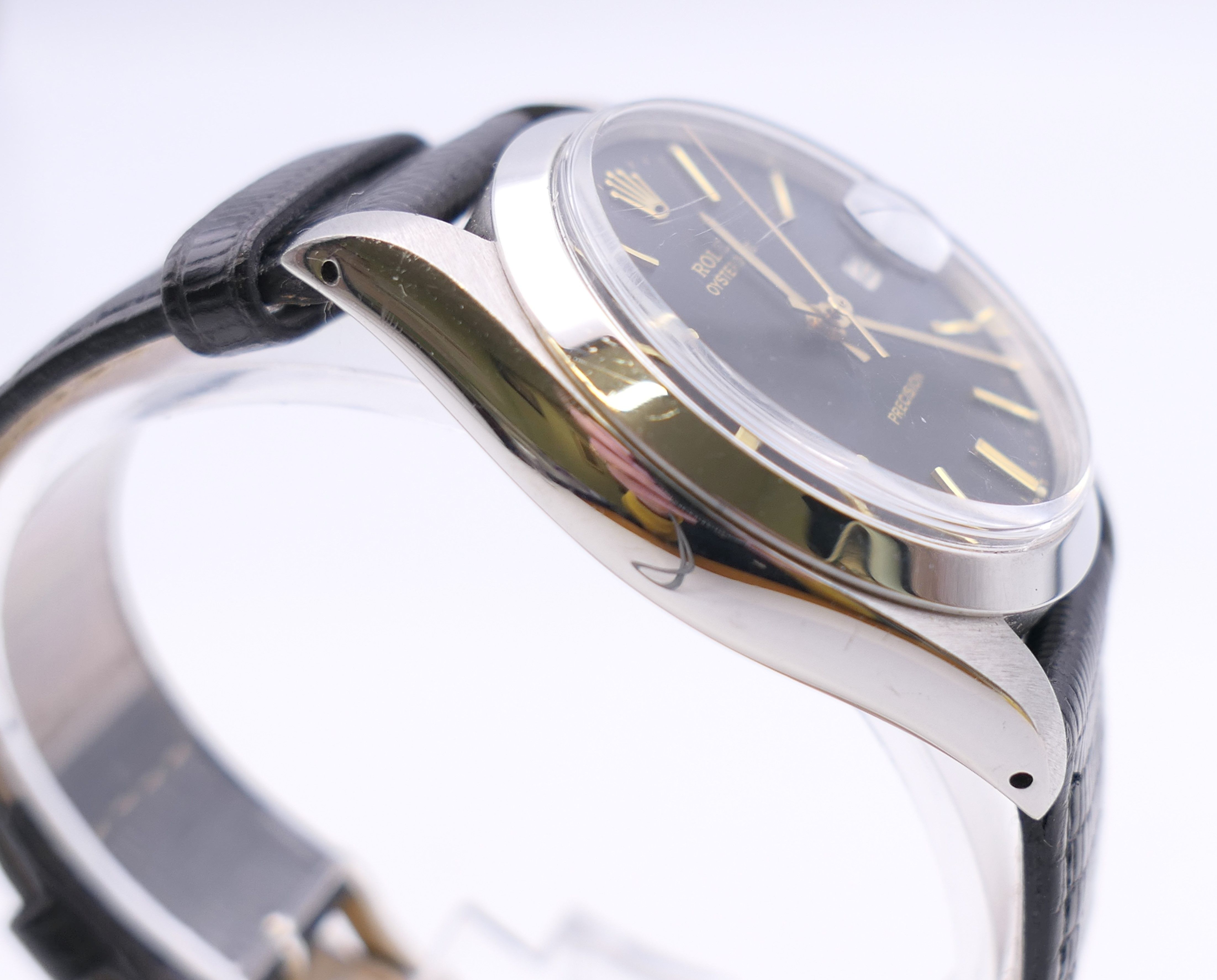 A Roxlex Oysterdate black dial with date aperture gentleman's wristwatch. 3.75 cm wide. - Image 2 of 6