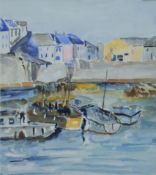 Harbour Scene, watercolour, framed and glazed. 26 x 29 cm.
