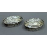 A pair of Sheffield plate bon bon dishes. 13 cm long.