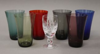 A small quantity of coloured tumblers.