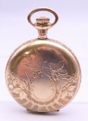 A Bay State USA gold plated full hunter pocket watch. 4 cm diameter.