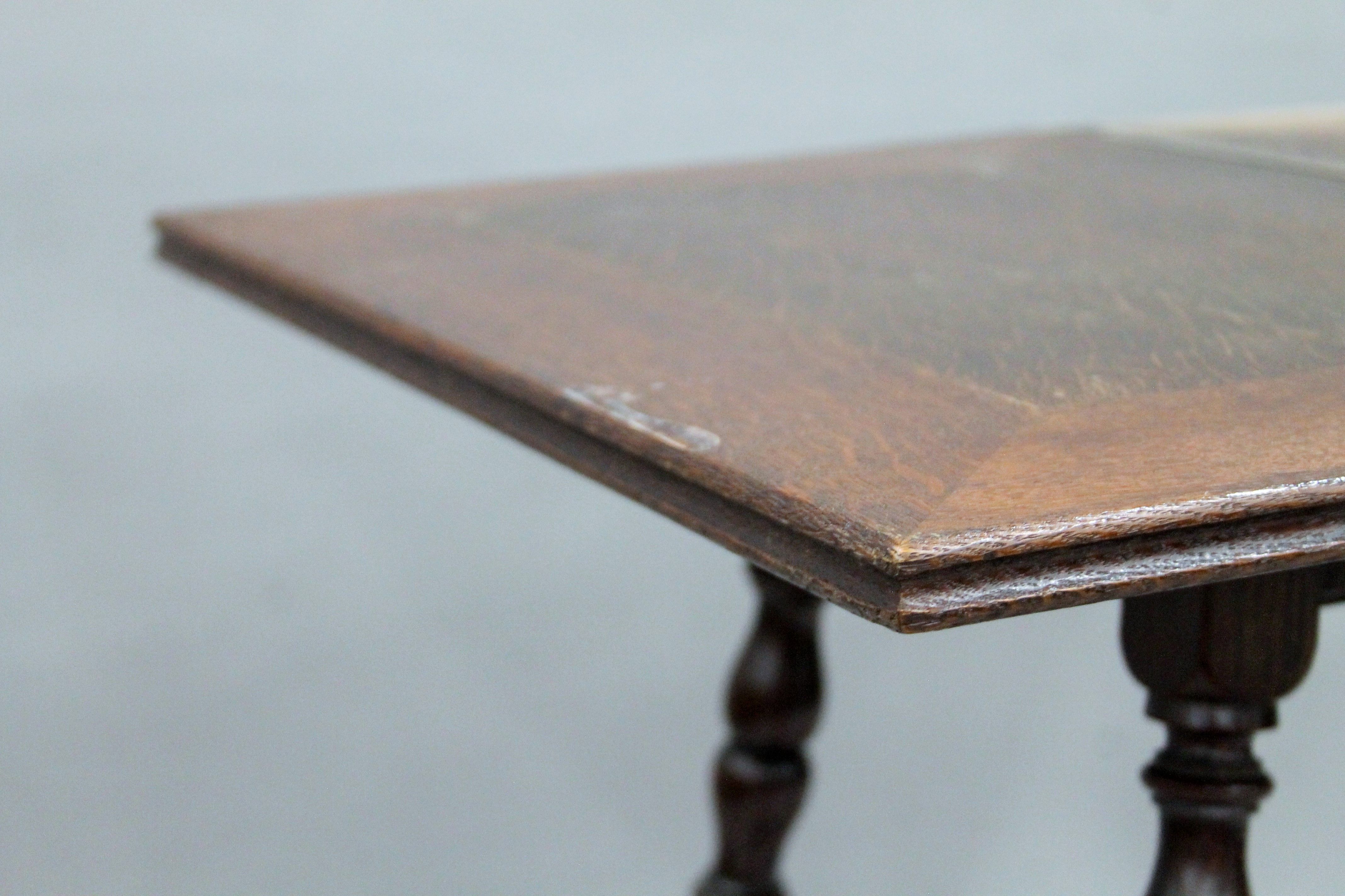 A Victorian oak folding tea table. 54.5 cm wide. - Image 9 of 9