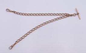 A 9 ct gold Albert chain with large links. 38 cm long. 36.3 grammes.