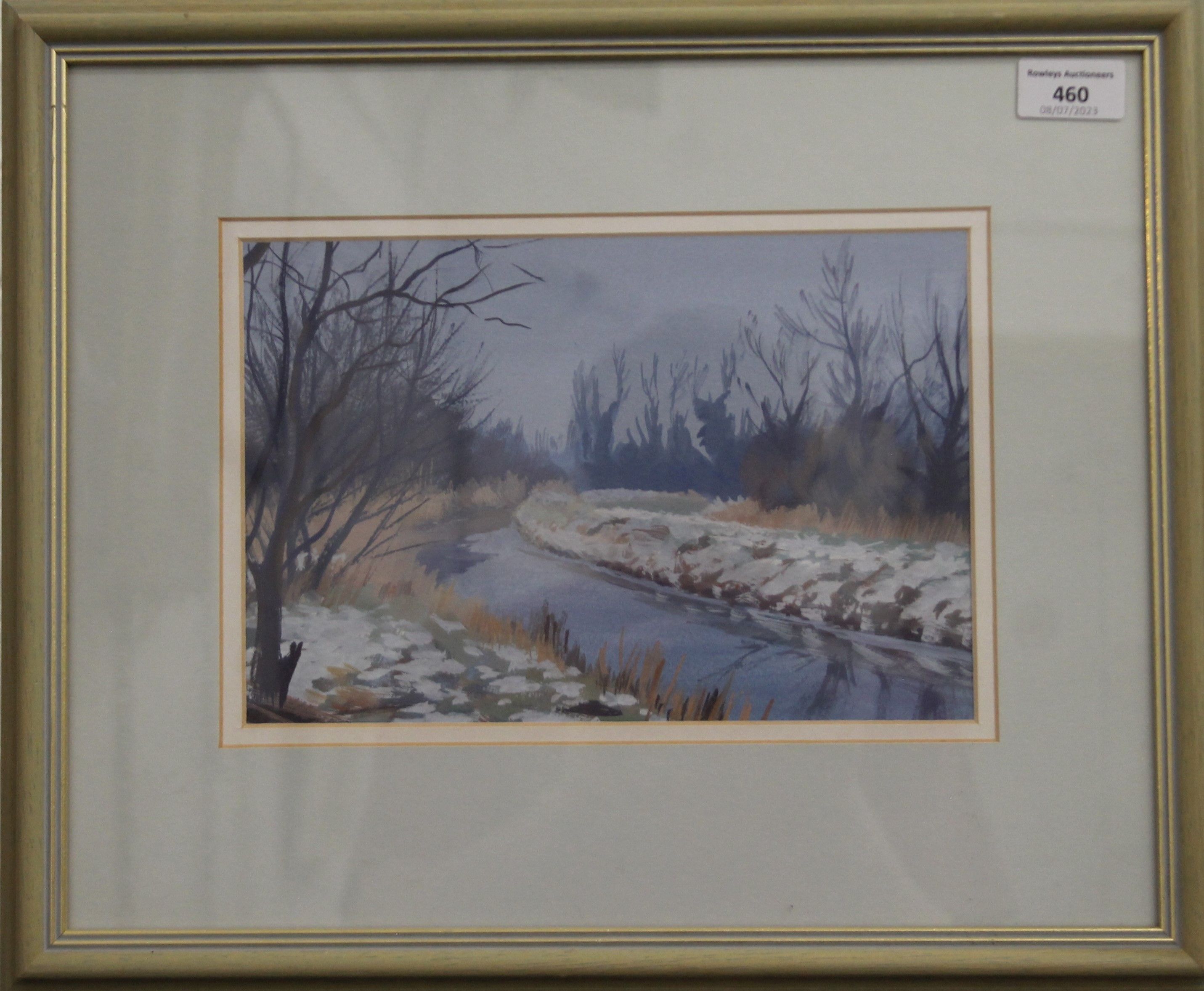 ANTHONY DAY (1922-2023) British, Monks' Lode in Winter III, gouache, framed and glazed. 26 x 17. - Image 2 of 2