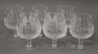 A set of six Waterford cut crystal Colleen pattern brandy glasses.