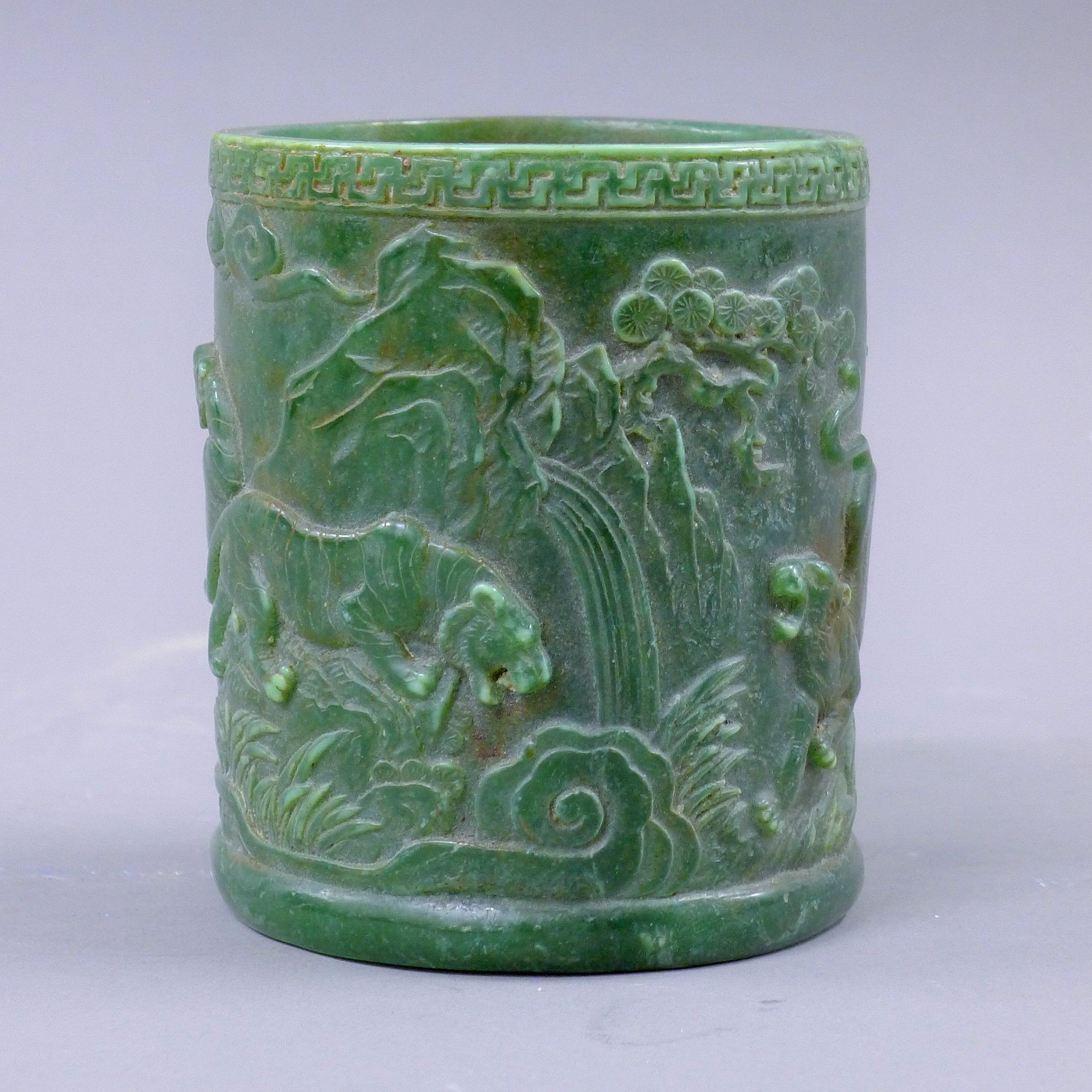 A Chinese carved brush pot. 11.5 cm high. - Image 2 of 5