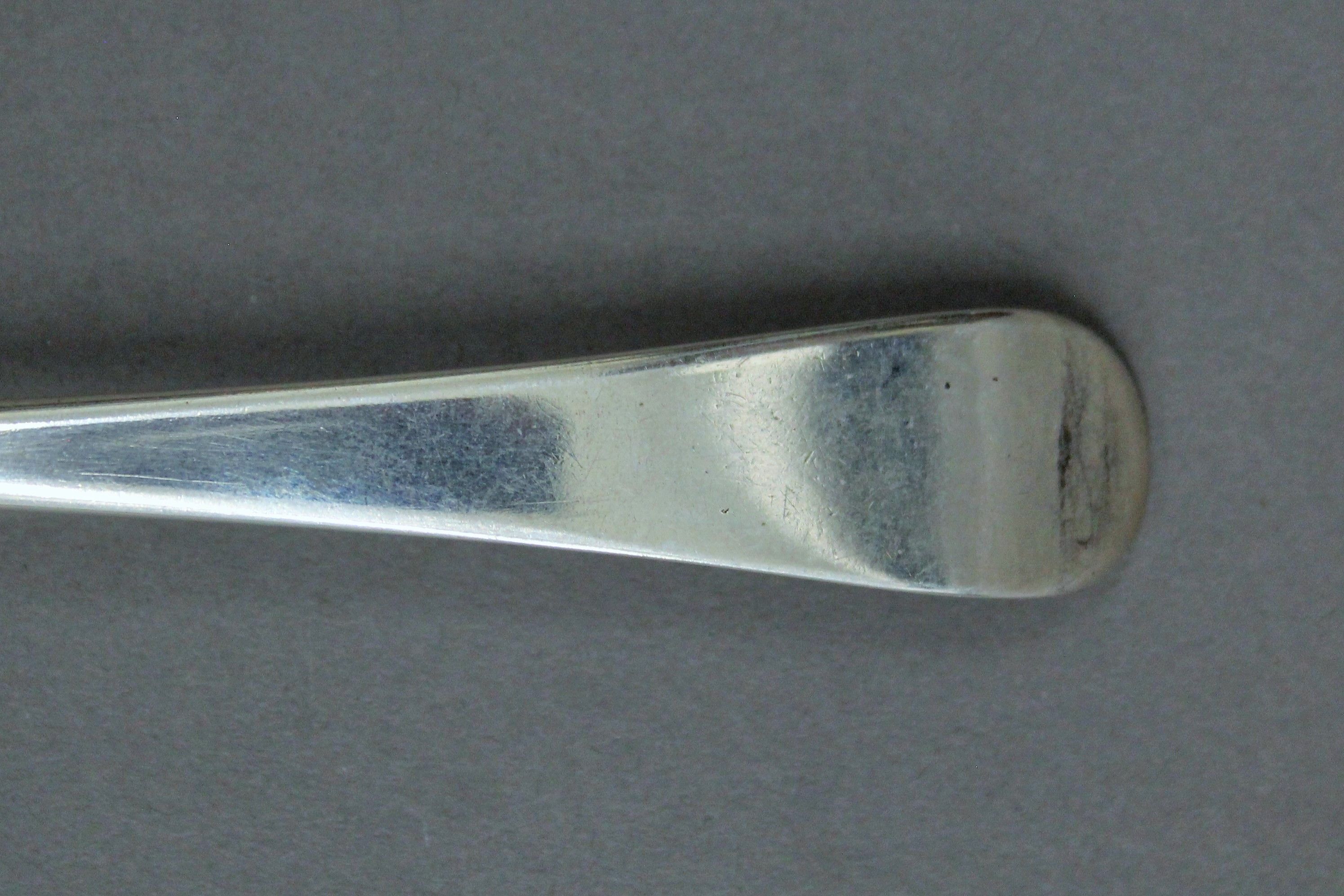 Three George III Old English silver tablespoons with shoulders, makers mark of Wm Withers, - Image 3 of 5