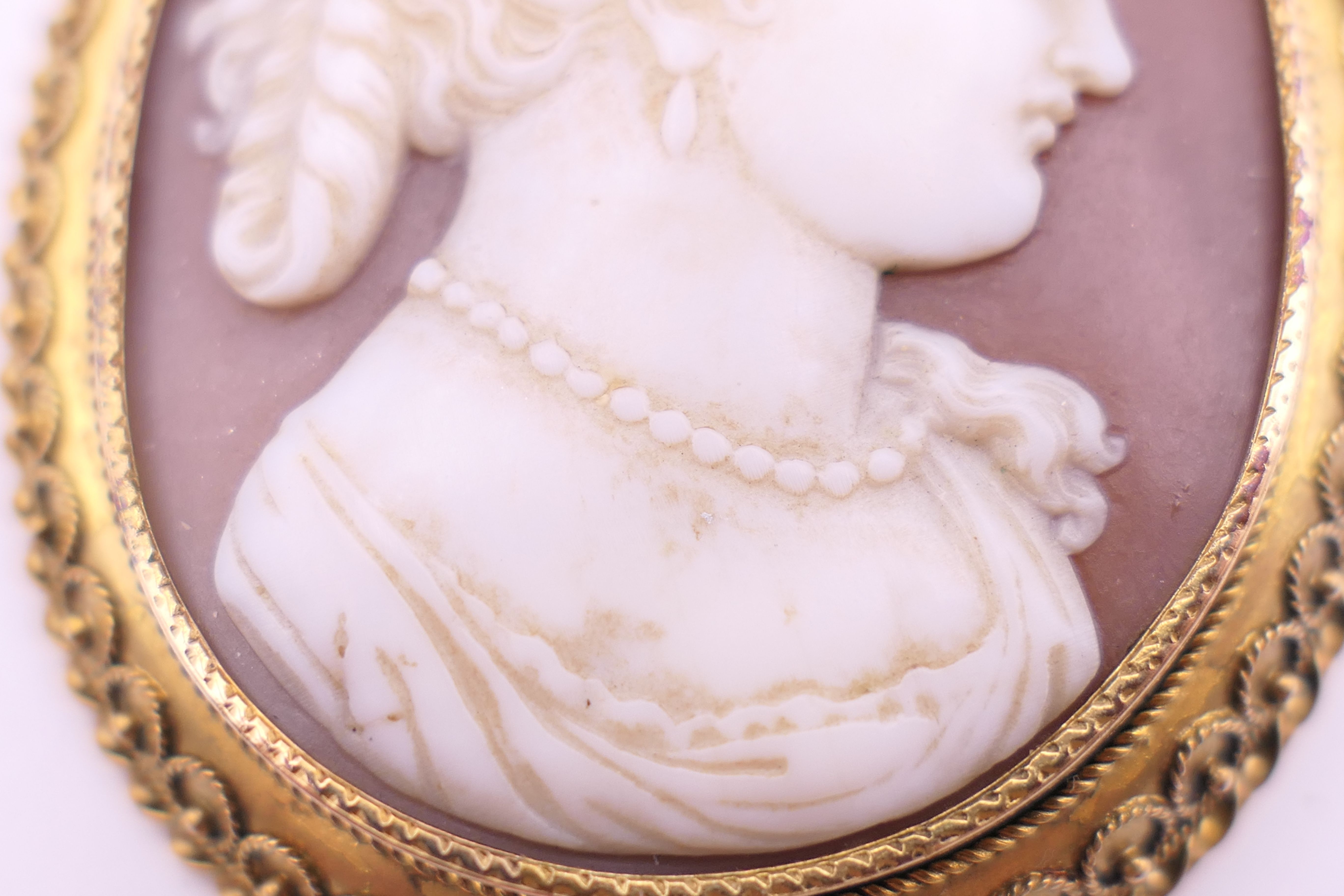 A 19th century cameo brooch carved with the bust of a lady and another brooch. Cameo 4. - Image 5 of 9